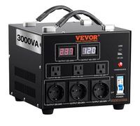 VEVOR Transformador Convertidor de Voltaje Sube/Baja 220-110V/110-220V Convertidor 3000 W CE con 3 Enchufes NEMA 5-15R de 3 Pines EE.UU., 3 Enchufes Shucko Europeos, 1 Conector USB, 1 Conector Tipo-C