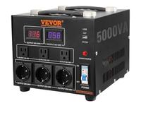VEVOR Transformador Convertidor de Voltaje Sube/Baja 220-110V/110-220V Transformador de Potencia 5000W CE con 3 Enchufes NEMA 5-15R EE.UU. 3 Pines 3 Enchufes Shucko UE 1 Puerto USB 5V 1 Toma Tipo-C