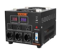 VEVOR Transformador Convertidor de Voltaje Sube/Baja 220-110V/110-220V Transformador de Potencia 5000W CE con 3 Enchufes NEMA 5-15R EE.UU. 3 Pines 3 Enchufes Shucko UE 1 Puerto USB 5V 1 Toma Tipo-C