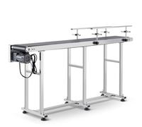 VEVOR Transportador de Correa Motorizado 1803,4x198,1 mm Transportador Acero Inoxidable Cinta Transportadora de PVC Antiestática Barandilla Doble para Aplicación de Codificación por Inyección de Tinta