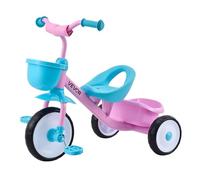 VEVOR Triciclos para Niños de 2 a 5 Años, Triciclo Evolutivo con Asiento Ajustable, Cesta, Espacio de Almacenamiento, Cuadro de Acero al Carbono, Minibicicleta para el Aire Libre, Rosa y Azul