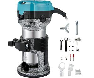 VEVOR Trimmer eléctrico de mano, 710 W eléctrico Trimmer-Router, Laminado Router Trimmer con tres pinzas de fresado, fresa superior y recortadora con base fija, carcasa de aluminio y rotación de