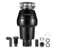 VEVOR Triturador de Basura para Fregadero de Cocina, 3/4 HP, Sistema de Eliminación de Residuos de Alimentos, Montaje de 3 Pernos, 3600 RPM, con Cable de Alimentación, 185 x 185 x 370 mm, Negro