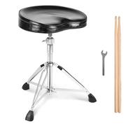 VEVOR Trono de Tambor, 540-670 mm de Altura Ajustable, Asiento Acolchado para Tambor con Pies Antideslizantes, Baquetas 5A, Capacidad Máxima de Peso de 227 kg, Silla de Tambor Giratoria de 360°