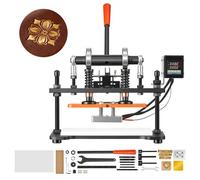 VEVOR Troqueladora Manual de Cuero 260 x 120 mm Máquina de Corte para Cuero, para Estampado en Caliente y Relieve, Panel Digital Control de Temperatura y Tiempo, Fuerza de Presión 1,5 T, Carrera 12 mm