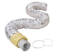 VEVOR Tubo Flexible Aislado 130x7620 mm Conducto de Ventilación con Aislamiento Térmico de Aluminio PET con 2 Abrazaderas de Manguera Protección de 3 Capas para Calefacción, Refrigeración, R-4.2