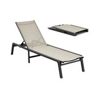VEVOR Tumbona Plegable, 1110 x 595 x 105 mm, Tumbona Impermeable con 5 Posiciones Ajustables, Sillón de Aluminio Relajante, Carga de 180 kg para Jardín, Playa, Patio, Camping y Terraza, Caqui