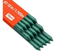 VEVOR Tutores de Metal Recubiertos de Plástico para Tomates, con Extremo Puntiagudo y Protuberancias Antideslizantes para el Cultivo de Plantas Trepadoras y Hortalizas, Ø 16 x 1705 mm, 15 uds