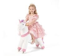 VEVOR Unicornio de Juguete para Niños, Pony de Montar con Ruedas y Pedales, Caballito Unicornio con Sonido, Carga hasta 80 kg, Estructura de Metal, Uso Interior y Exterior, para Niños de 3 a 8 Años