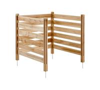 VEVOR Valla de Madera 914 x 914 mm, Valla de Listones de 3 Paneles, Cerramiento con Estacas de Metal, Valla de madera para Exteriores para Decoración de Jardín, Aire Acondicionado, Equipo de Piscina
