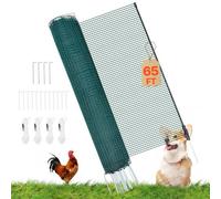 VEVOR Valla de Pollos y Perros, 0,9 m x 20 m, Malla de Protección para Jardines y Huertos, con Postes y Estacas de Doble Punta, Red Plástica de Seguridad para Aves de Corral Cría de Animales, Verde