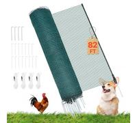 VEVOR Valla de Pollos y Perros, 0,9 m x 25 m, Malla de Protección para Jardines y Huertos, con Postes y Estacas de Doble Punta, Red Plástica de Seguridad para Cría de Animales Plantas, Color Verde