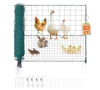 VEVOR Valla de Pollos y Perros, 1,05 m x 25 m, Red de Protección para Jardines y Huertos, con Postes y Estacas de Doble Punta, Malla Plástica de Seguridad para Aves de Corral Cría Planta, Color Verde