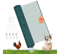 VEVOR Valla de Pollos y Perros, 1,2 m x 15 m, Red de Seguridad para Jardines y Huertos, con Postes y Estacas de Doble Punta, Malla Plástica de Protección para Aves de Corral Cría de Animales, Verde
