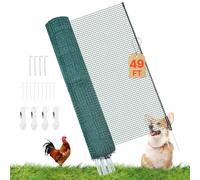 VEVOR Valla de Pollos y Perros, Red de Protección para Jardines y Huertos, con Postes y Estacas de Doble Punta, Malla Plástica de Seguridad para Aves de Corral Cría de Animales, Verde (15m×1.2m)
