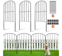 VEVOR Valla Metálica de Jardín 61x33 cm Valla de Metal Exterior 10 Vallas sin Excavación de Acero al Carbono 56 Clips Valla Decorativa para Jardín Espaciado de Picos 5,08 cm para Animales Patio, Negro