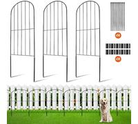 VEVOR Valla Metálica de Jardín 61x33 cm Valla de Metal Exterior 28 Vallas sin Excavación de Acero al Carbono 56 Clips Valla Decorativa para Jardín Espaciado de Picos 5,08 cm para Animales Patio, Negro