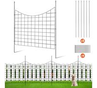 VEVOR Valla Metálica de Jardín 93x75 cm Valla de Metal Exterior 5 Vallas sin Excavación de Acero al Carbono Valla Decorativa para Jardín Distancia Entre Púas de 6,38 cm para Animales Patio, Negro