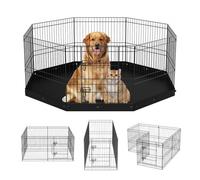 VEVOR Valla para Perros de 61x61 cm, Parque de Juego para Perros, Conejos, Gatos, Cachorros, con Valla para Mascotas Pequeñas y Medianas, 8 Paneles de Malla Metálica Plegables para Camping, Viaje