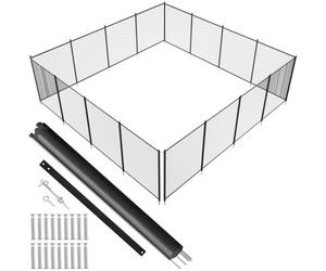 VEVOR Valla para Piscina, Barrera para Piscina Enterrada 1,21x14,63 m Valla de Seguridad Plegable Desmontable Varilla de Aluminio Tejido de Malla de PVC Teslin 340 g/m² para Protección Niños Mascotas