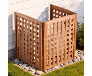 VEVOR Vallas de Madera 810 x 960 mm, Pantalla de Privacidad Exterior con 3 Paneles, Ángulo ajustable, Resistente al Clima, Reforzada con Bisagras, para Ocultar Equipo de Piscina, Cubos de Basura y AC