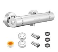 VEVOR Válvula Termostática para Grifo de Ducha, Cierre Seguro 38 ℃, Control de Temperatura para Agua Fría y Caliente, de Latón Macizo, para Baño y Caravana, a Prueba de Fugas, 257 x 65 x 48 mm