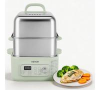 VEVOR Vaporera Eléctrica con Cesta de Acero Inoxidable de 2 Niveles 13 L