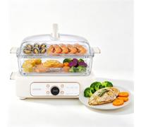 VEVOR Vaporera Eléctrica para Cocina con Cesta de Vidrio de 2 Niveles 6 L, Con Bandejas de Acero Inoxidable, 6 Niveles de Potencia, Ajustes Preprogramados y Función de Inicio Diferido, Para Verduras