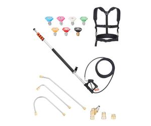 VEVOR Varilla Telescópica para Hidrolavadora, 6358 mm, 4000 PSI, con Varillas de Extensión, Acoplador Pivotante, 7 Puntas de Boquilla Rociadora y Arnés de Soporte Ajustable, 175 x 45 x 1393 mm