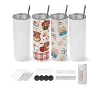 VEVOR Vasos de Sublimación 4 Piezas, Botellas de Agua Delgados y Rectos de 591 ml de Acero Inoxidable, Apto para Uso Alimentario con Tapas y Pajitas para Manualidades, Personalización de Bricolaje