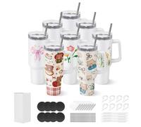 VEVOR Vasos de Sublimación 8 Piezas, Botellas de Agua con Asa de 1183 ml de Acero Inoxidable, Apto para Uso Alimentario con Tapas y Pajitas, con Aislamiento de Doble Pared, para Manualidades DIY