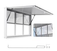 VEVOR Ventana de Concesión 152 x 92 cm de Aleación de Aluminio, para Camiones de Comida, hasta 85 Grados, 6 Ventanas Corredizas, Puerta Abatible y Gancho de Arrastre, para Remolques de Concesión
