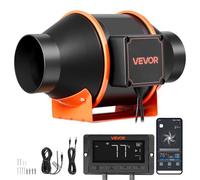 VEVOR Ventilador de Conducto en Línea 3000 RPM, Extractor de Ruido Reducido con Motor EC, 349 m³/h, 10 Velocidades, Sensor de Temperatura y Humedad, Controlador PWM y App, para Armarios de Cultivo