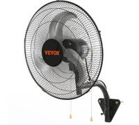 VEVOR Ventilador de Montaje en Pared, 44,45 cm, 3 Velocidades de Alta Velocidad Máx. Ventilador de Pared Industrial Oscilante de 4000 CFM, Comercial o Residencial para Almacén, Invernadero, Negro