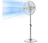 VEVOR Ventilador de Pedestal 44,5 cm, 1450 CFM, Ventilador de Pie Oscilante de 75°, Altura Ajustable de 88,5 a 123 cm, 3 Velocidades, de Alta Potencia para Sala de Estar, Hogar, Oficina, Plateado