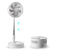 VEVOR Ventilador de Pedestal Portátil Recargable por USB 194mm con Control Remoto Ventilador de Escritorio Silencioso Plegable Retráctil Ajustable 4 Velocidades 7200mAh para Dormitorio, Viaje, Camping