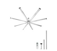 VEVOR Ventilador de Techo Moderno sin Luz 243 cm Mando a Distancia 6 Velocidades 8 Aspas Aluminio, Motor DC Reversible, para Dormitorio, Interior, Exterior, Níquel Cepillado, Φ 2430 x 705,8 mm