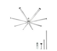 VEVOR Ventilador de Techo Moderno sin Luz 243 cm Mando a Distancia 6 Velocidades 8 Aspas Aluminio, Motor DC Reversible, para Dormitorio, Interior, Exterior, Níquel Cepillado, Φ 2430 x 705,8 mm