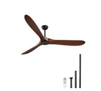 VEVOR Ventilador de Techo Sin Luz 180 cm Mando a Distancia 6 Velocidades 3 Aspas de Madera, Motor DC Reversible, Ventilador Moderno para Dormitorio, Interior, Exterior, Nogal, Φ 1800 x 662,8 mm