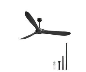 VEVOR Ventilador Moderno de Techo Sin Luz 180 cm con Mando a Distancia 6 Velocidades, 3 Aspas de Madera, Motor DC Reversible, para Dormitorio, Salón, Interior, Exterior, Negro, Φ 1800 x 662,8 mm