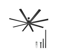 VEVOR Ventilador Moderno de Techo sin Luz 214 cm con Mando a Distancia 6 Velocidades, 8 Aspas de Aluminio, Motor DC Reversible, para Dormitorio, Salón, Interior, Exterior, Negro, Φ 2140 x 705,8 mm