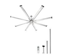 VEVOR Ventilador de Techo de Aluminio Mando a Distancia 214 cm Níquel Cepillado
