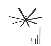 VEVOR Ventilador Moderno de Techo sin Luz 243 cm con Mando a Distancia 6 Velocidades, 8 Aspas de Aluminio, Motor DC Reversible, para Dormitorio, Salón, Interior, Exterior, Negro, Φ 2430 x 705,8 mm