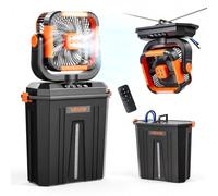 VEVOR Ventilador Nebulizador de Agua Motor de 2400 RPM, Ventilador Humidificador con Tanque de Agua de 12 L, Batería de 20.000 mAh, 4 Velocidades de Viento, 3 Modos de Iluminación, para Camping