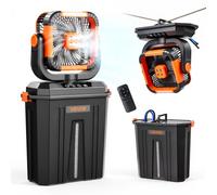 VEVOR Ventilador Nebulizador de Agua Motor de 2400 RPM, Ventilador Humidificador con Tanque de Agua de 12 L, Batería de 20.000 mAh, 4 Velocidades de Viento, 3 Modos de Iluminación, para Camping