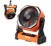 VEVOR Ventilador Portátil USB Recargable de 219 mm con Luces LED Ventilador de Escritorio Pequeño con Batería Giratorio Silencioso Ajustable de 4 Velocidades para Dormitorio, Viajes, Camping