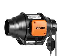 VEVOR Ventilador Silencioso de Conducto en Línea, 304 x 235 x 190 mm 129,7 CFM con Controlador de Velocidad Variable, con Motor de CA para Refuerzo de Enfriamiento, Tiendas de Cultivo, Hidroponía