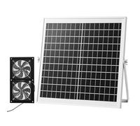 VEVOR Ventilador Solar 240 CFM Doble Ventilador, Panel Solar 15 W Ajustable, Alta Velocidad de 2668 RPM, Intercambio de Aire para Invernadero, Carpa de Cultivo, Gallinero, Montaje en Techo Pared Suelo
