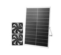 VEVOR Ventilador Solar 400 CFM Doble Ventilador, Panel Solar 30W Ajustable, Alta Velocidad de 2668 RPM, Intercambio de Aire para Invernadero, Gallinero, Carpa de Cultivo, Montaje en Suelo Techo Pared