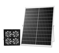 VEVOR Ventilador Solar 440 CFM, 4 Ventiladores, Panel Solar 25 W Ajustable, Alta Velocidad de 2668 RPM, Intercambio de Aire para Carpa de Cultivo, Invernadero, Gallinero, Montaje en Pared Techo Suelo